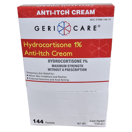 Itch Relief Geri-Care® 1% Strength Cream 144 Per Box Individual Packet - BeHope
