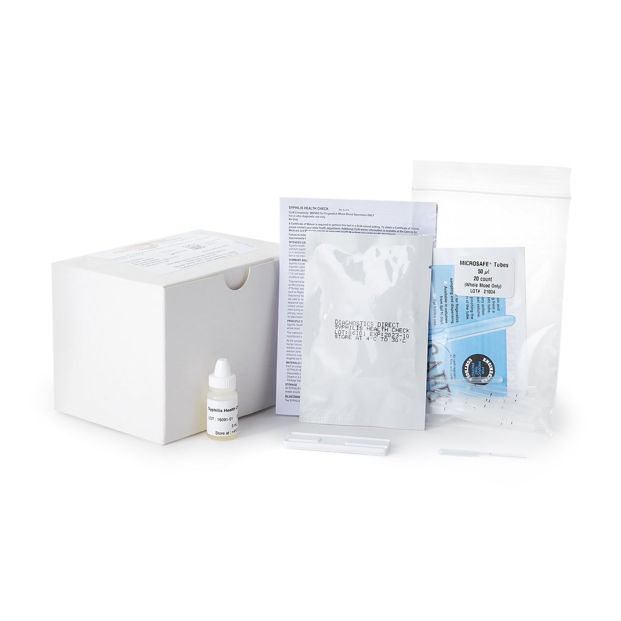 Sexual Health Test Kit Syphilis Health Check™ Syphilis Screen 20 Tests CLIA Waived Sample Dependent - BeHope