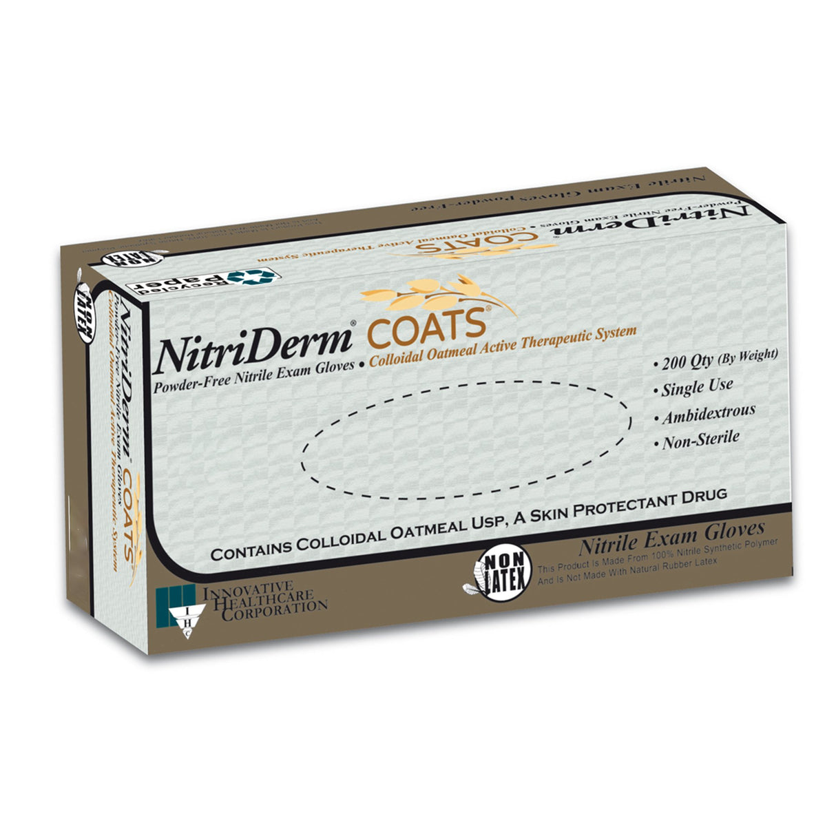 Exam Glove NitriDerm® COATS® Small NonSterile Nitrile Standard Cuff Length Fully Textured White Chemo Tested - BeHope