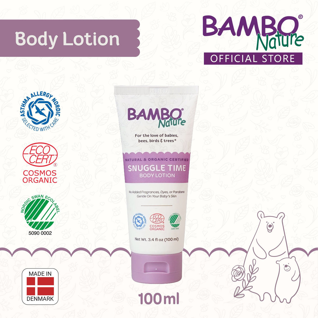 Baby Lotion Bambo® Nature Snuggle Time 3.4 oz. Tube Unscented Lotion - BeHope