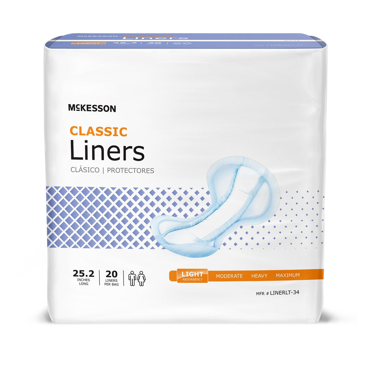 Incontinence Liner McKesson Classic 25-1/5 Inch Length Light Absorbency Polymer Core One Size Fits Most - BeHope