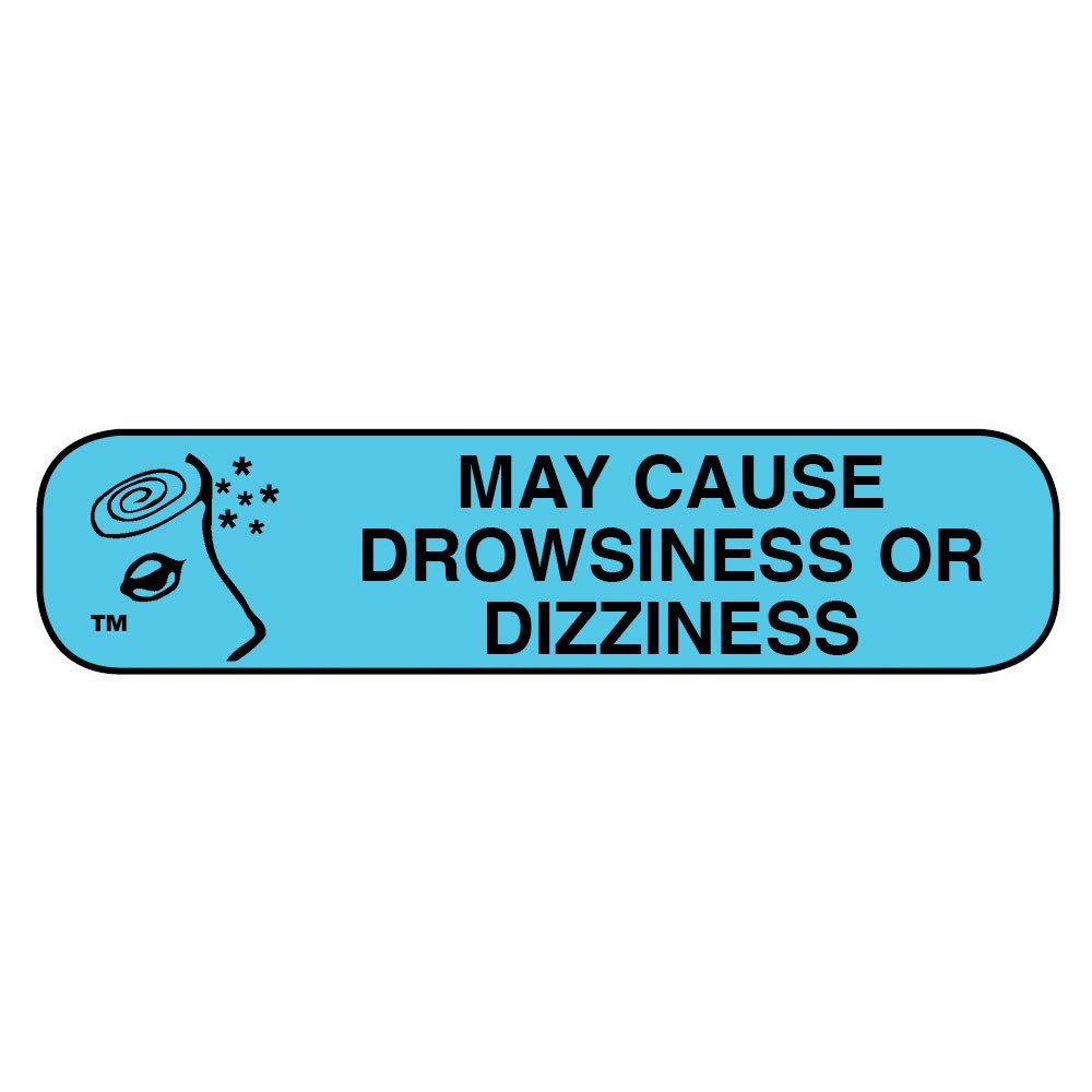 Apothecary Products® Auxiliary Label Drowsiness Dizziness Patient Safety Warning - BeHope