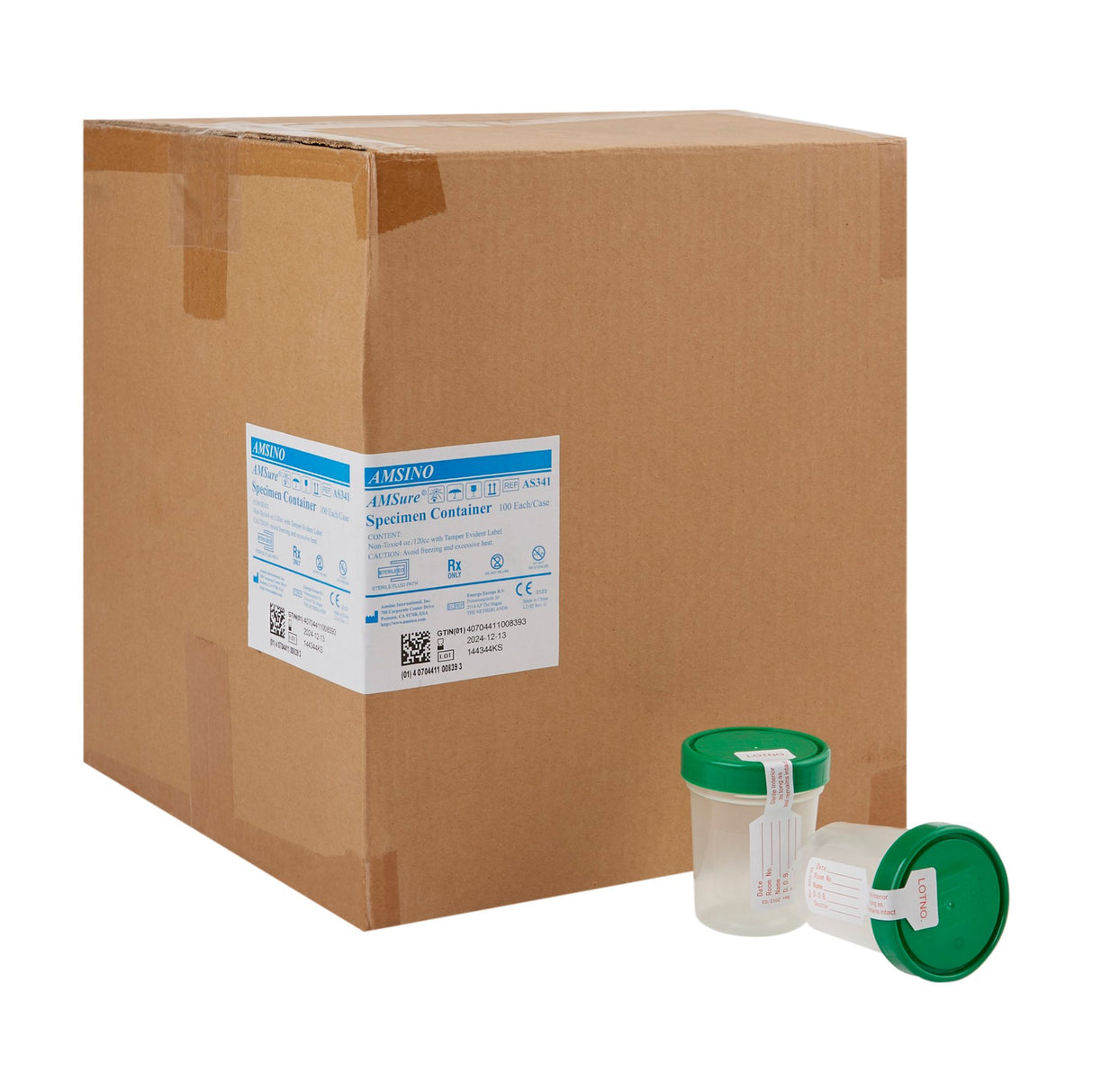 Amsure Sterile Specimen Container with Secure Screw Cap and Patient Information - BeHope