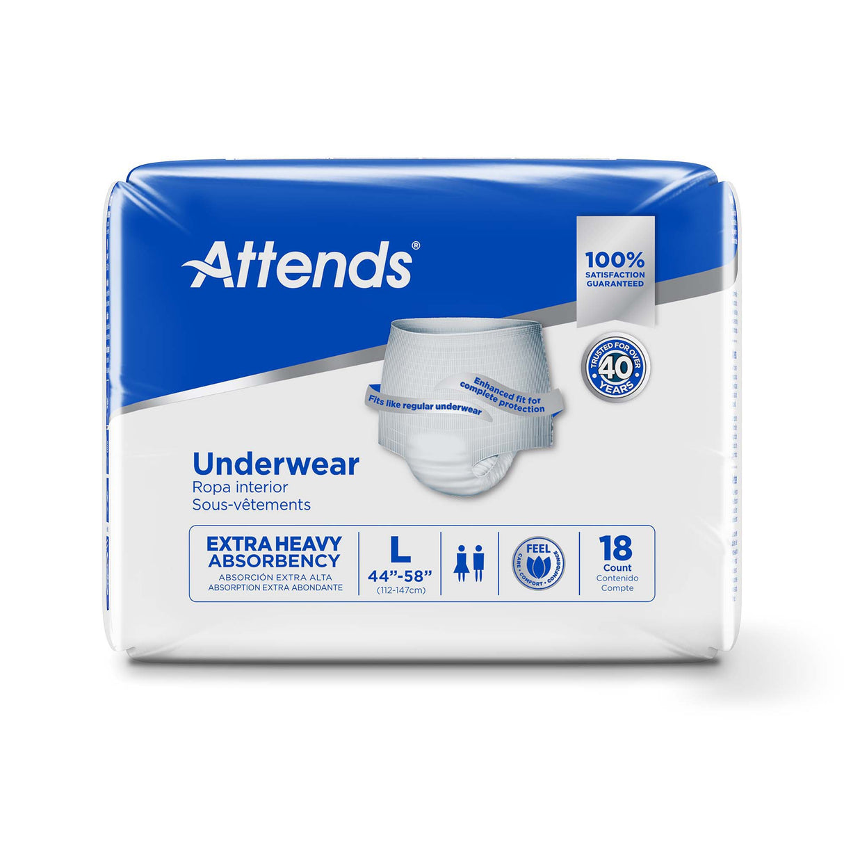 Absorbent Underwear Attends® Care Pull On with Tear Away Seams Adult Large Unisex Disposable Heavy Absorbency - BeHope