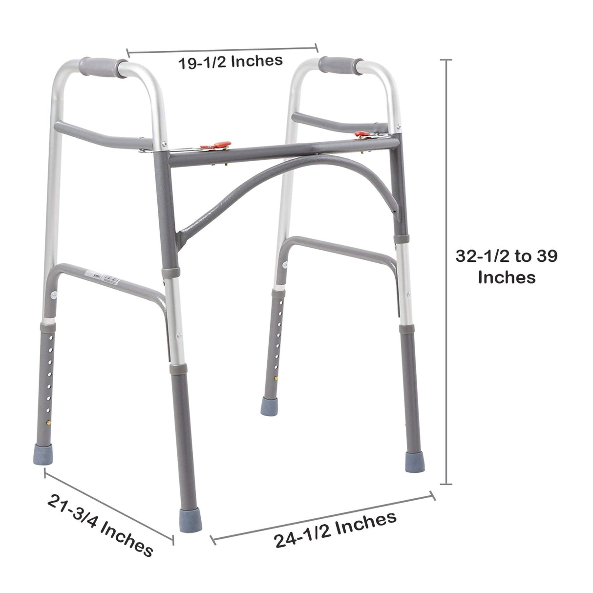 Bariatric Dual Release Folding Walker Adjustable Height McKesson Steel Frame 500 lbs. Weight Capacity 32-1/2 to 39 Inch Height - BeHope