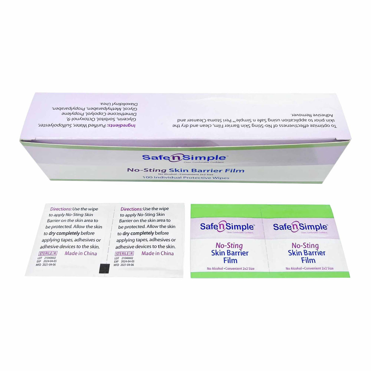 Skin Barrier Wipe Safe N Simple™ No-Sting 60% / 20% Strength Purified Water / Polyvinylpyrrolidone / Glycerin / Propylene Glycol Individual Packet Sterile - BeHope