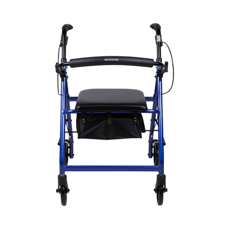 4 Wheel Rollator McKesson Blue Adjustable Height / Folding Aluminum Frame - BeHope