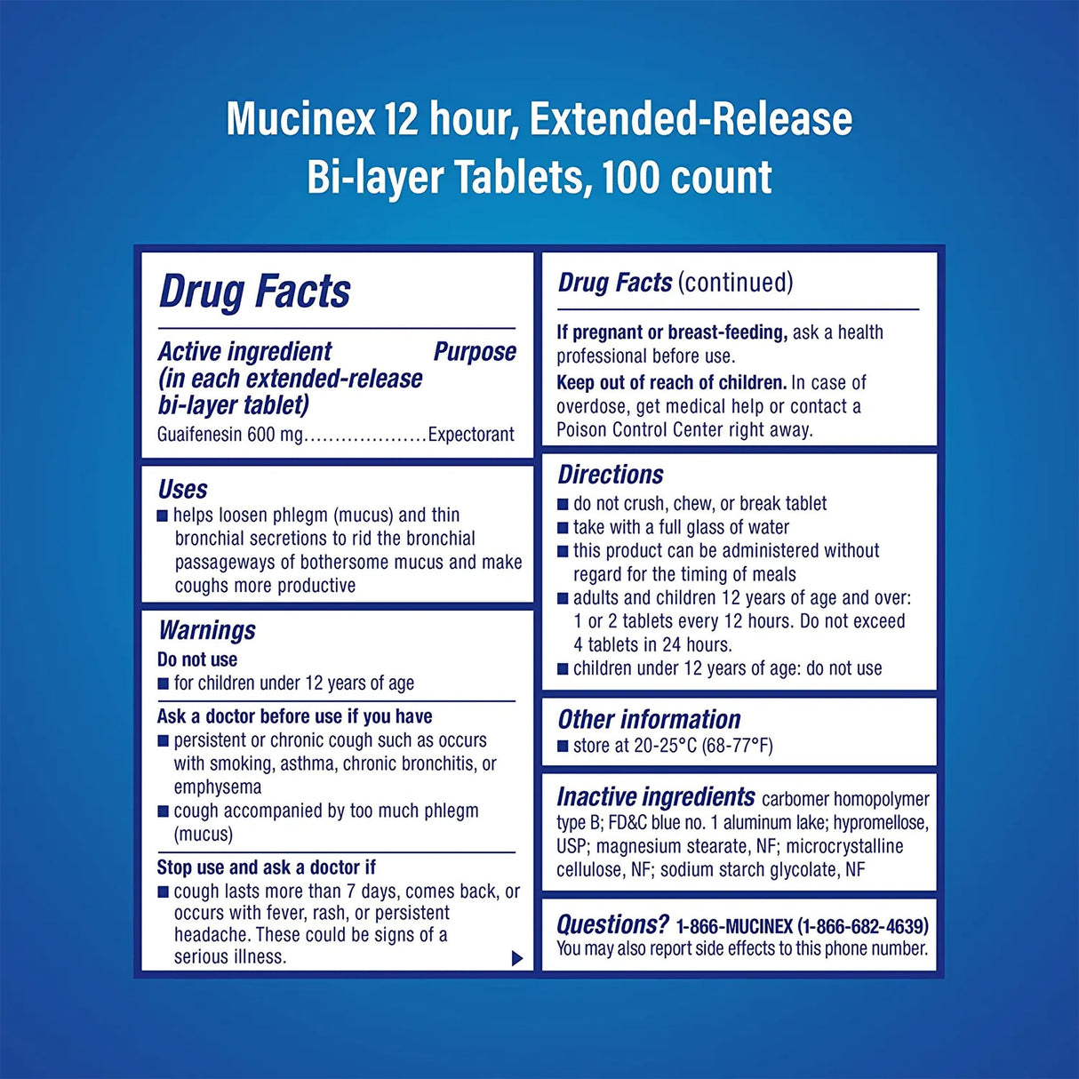 Cold and Cough Relief Mucinex® 600 mg Strength Extended Release Tablet 100 per Bottle - BeHope