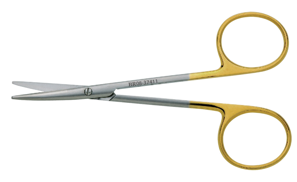 Strabismus Scissors BR Surgical Baby Metzenbaum 4-1/4 Inch Length OR / Surgical Grade German Stainless Steel / Tungsten Carbide NonSterile Finger Ring Handle Curved Blunt Tip / Blunt Tip - BeHope