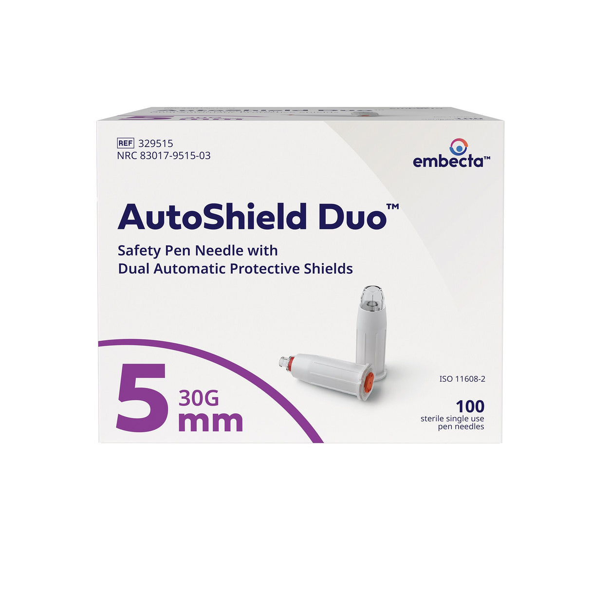 Safety Insulin Pen Needle AutoShield Duo™ 30 Gauge 5 mm Length Automatic Safety with Back-End Shield - BeHope