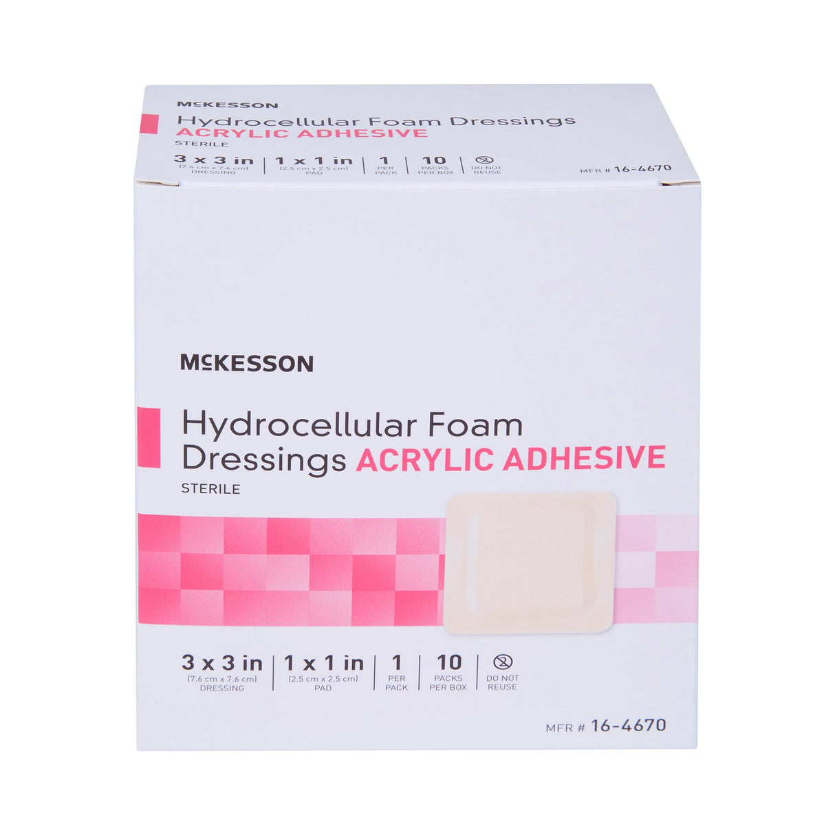 Foam Dressing McKesson 3 X 3 Inch With Border Film Backing Acrylic Adhesive Square Sterile - BeHope