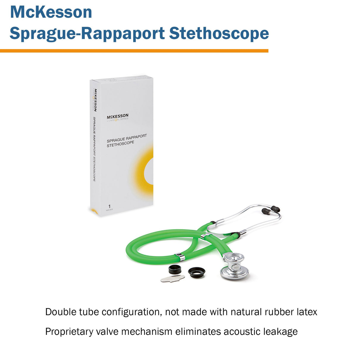 Sprague Stethoscope McKesson Green 2-Tube 22 Inch Tube Double Sided Chestpiece - BeHope