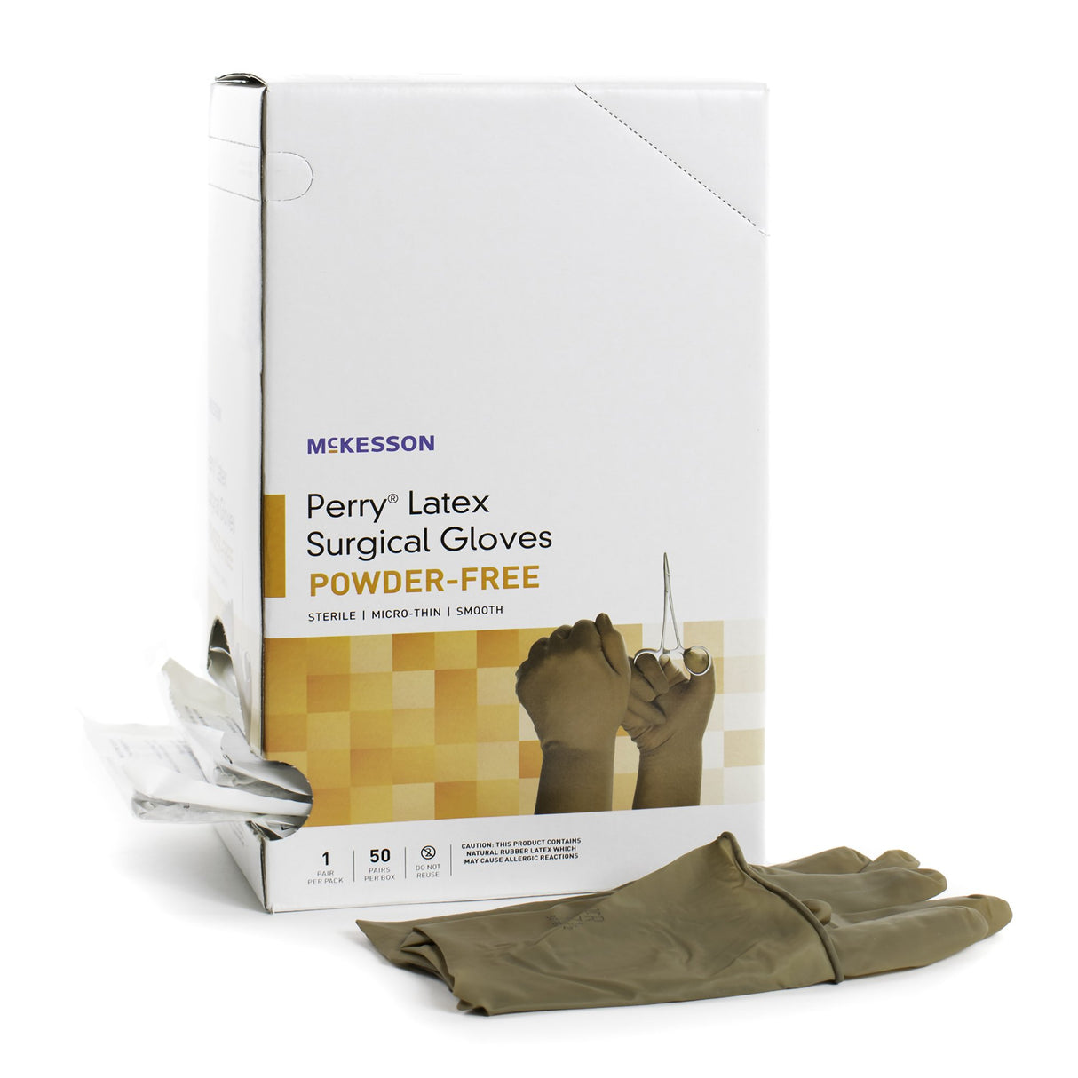 Surgical Glove McKesson Perry® Size 9 Sterile Latex Standard Cuff Length Smooth Brown Not Chemo Approved - BeHope