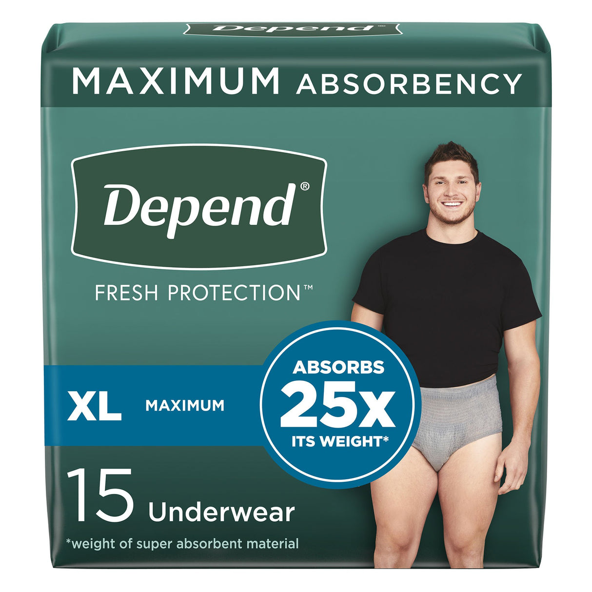 Male Adult Absorbent Underwear Depend® Fresh Protection Waistband Style X-Large Disposable Heavy Absorbency - BeHope