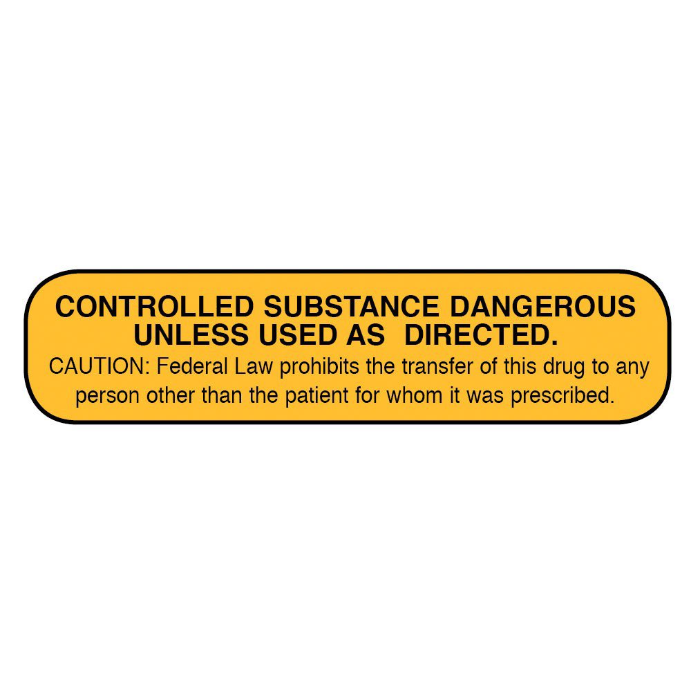 Pre-Printed Label Apothecary Products® Auxiliary Label Orange Paper Controlled Substance Dangerous Unless used as Directed Black Medication Instruction 3/8 X 1-9/16 Inch - BeHope
