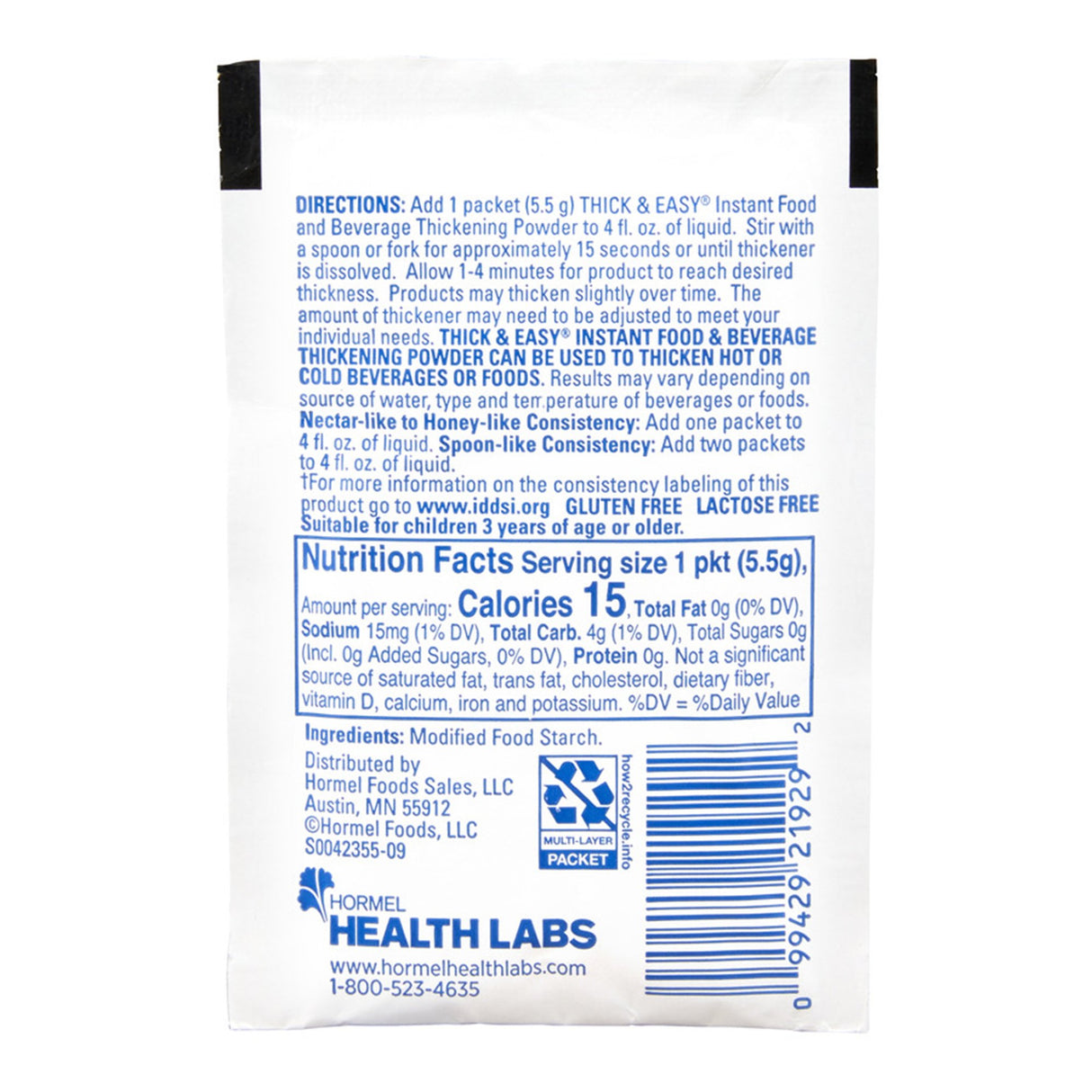 Food and Beverage Thickener Thick & Easy® 5.5 Gram Individual Packet Unflavored Powder IDDSI Level 2 Mildly Thick - BeHope