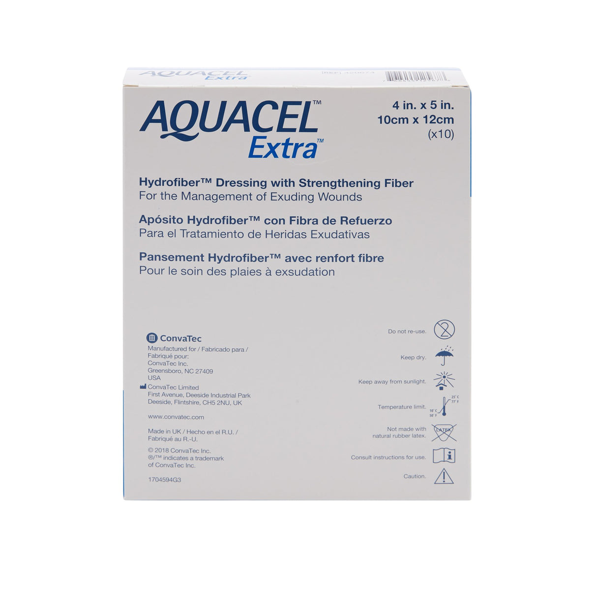 Gelling Fiber Wound Dressing Aquacel® Extra™ 4 X 5 Inch Rectangle Sterile - BeHope