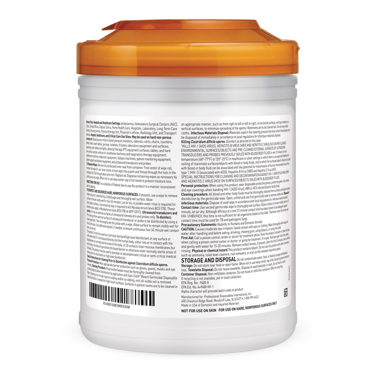 Surface Disinfectant Cleaner Sani-Cloth® Bleach Premoistened Germicidal Manual Pull Wipe 75 Count Canister Chlorine Scent NonSterile - BeHope