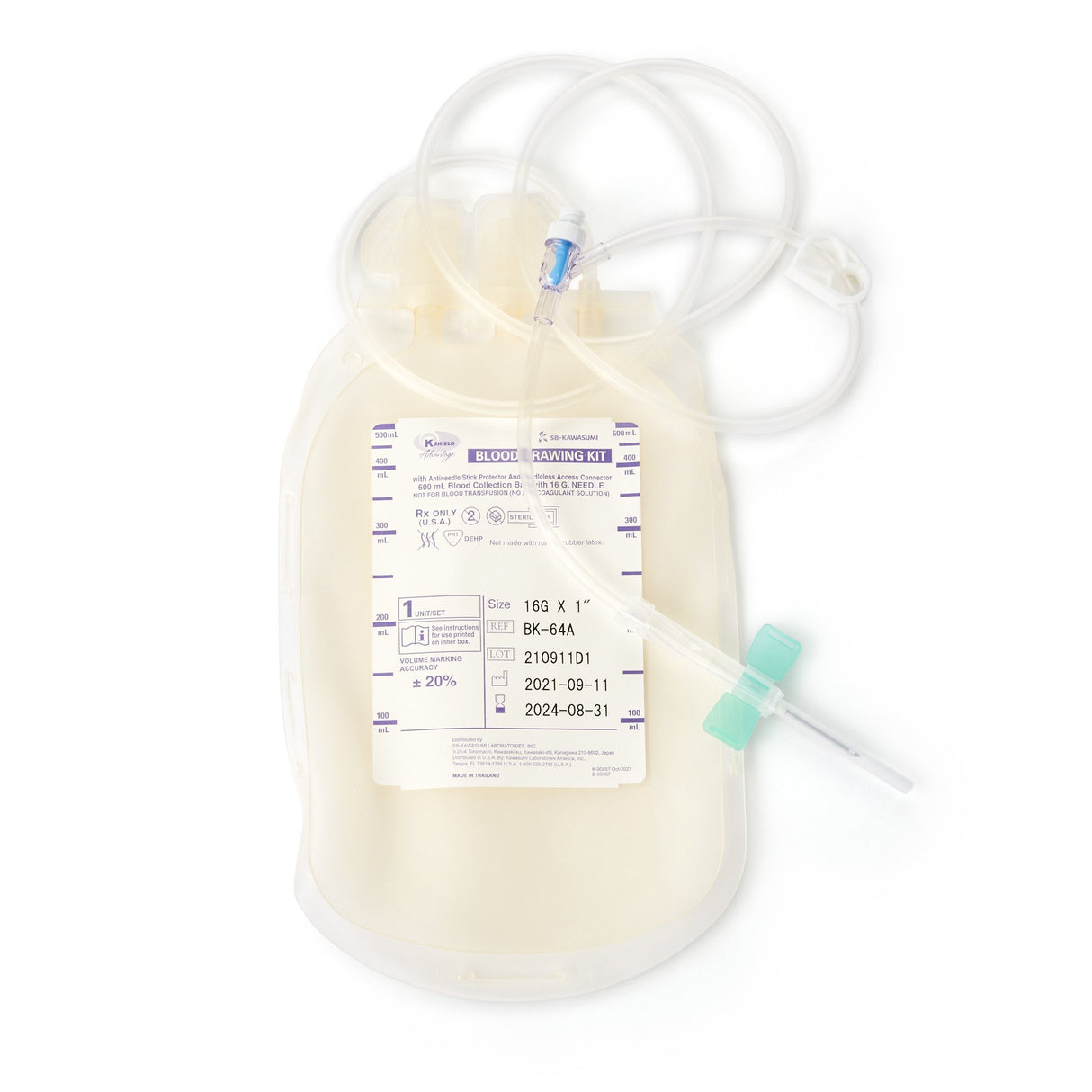 Blood Draw Kit K-Shield® Advantage 600 mL Blood Collection Bag - BeHope