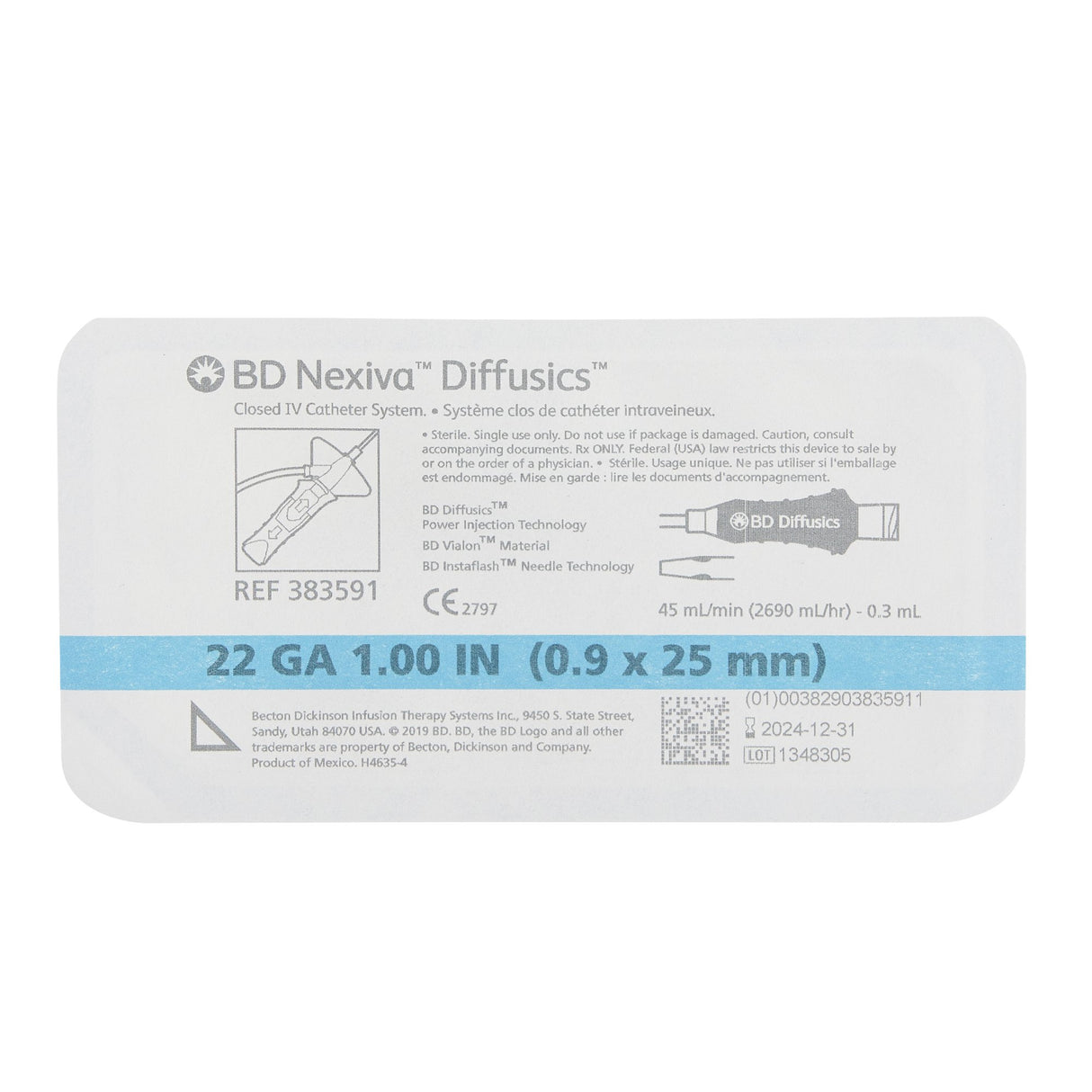 Closed IV Catheter Nexiva™ Diffusics™ Vialon Power Injectable Blood Control - BeHope