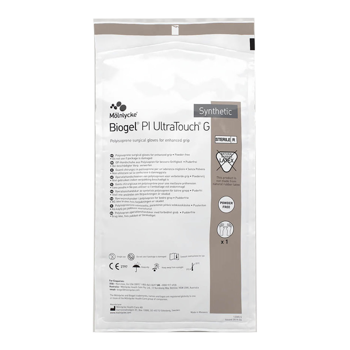 Surgical Glove Biogel® PI UltraTouch™ G Size 7 Sterile Polyisoprene Standard Cuff Length Micro-Textured Straw Chemo Tested - BeHope