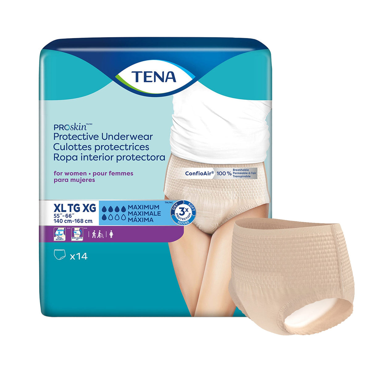 Female Adult Absorbent Underwear TENA® ProSkin™ Protective Pull On with Tear Away Seams X-Large Disposable Moderate Absorbency - BeHope