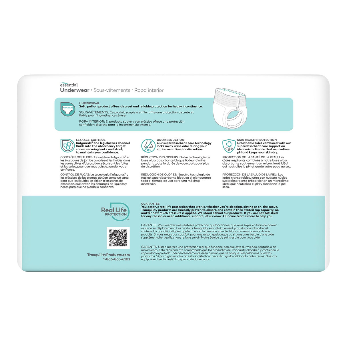 Unisex Adult Absorbent Underwear Tranquility® Essential Pull On with Tear Away Seams Medium Disposable Heavy Absorbency - BeHope