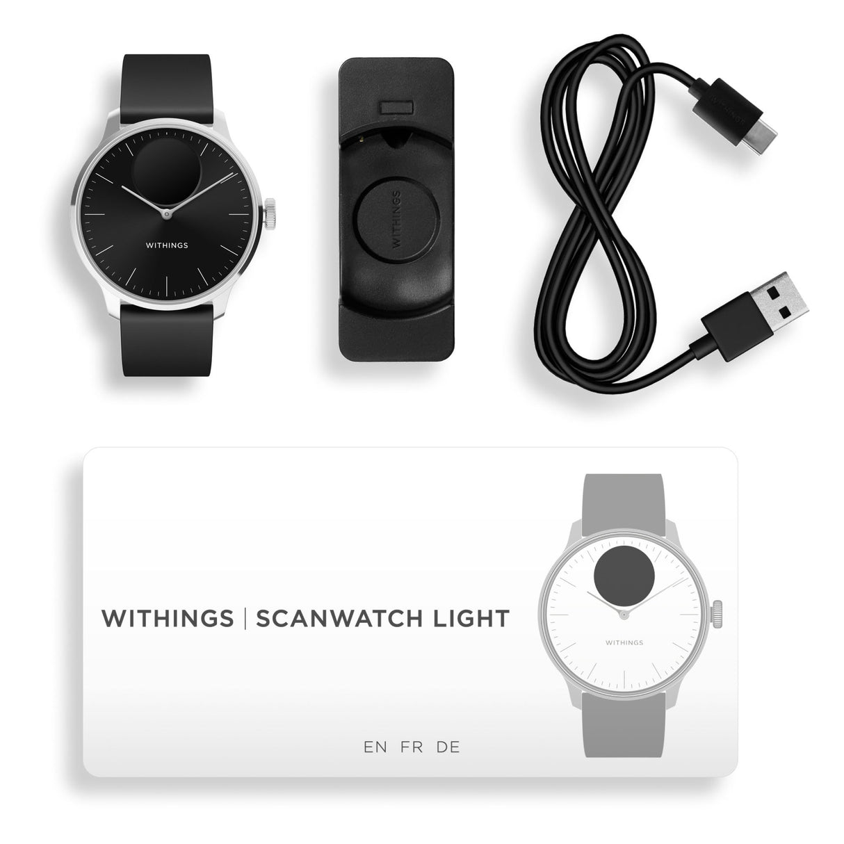 Smartwatch ScanWatch Llight 37mm Withings 24 Hour Grayscale OLED display - BeHope