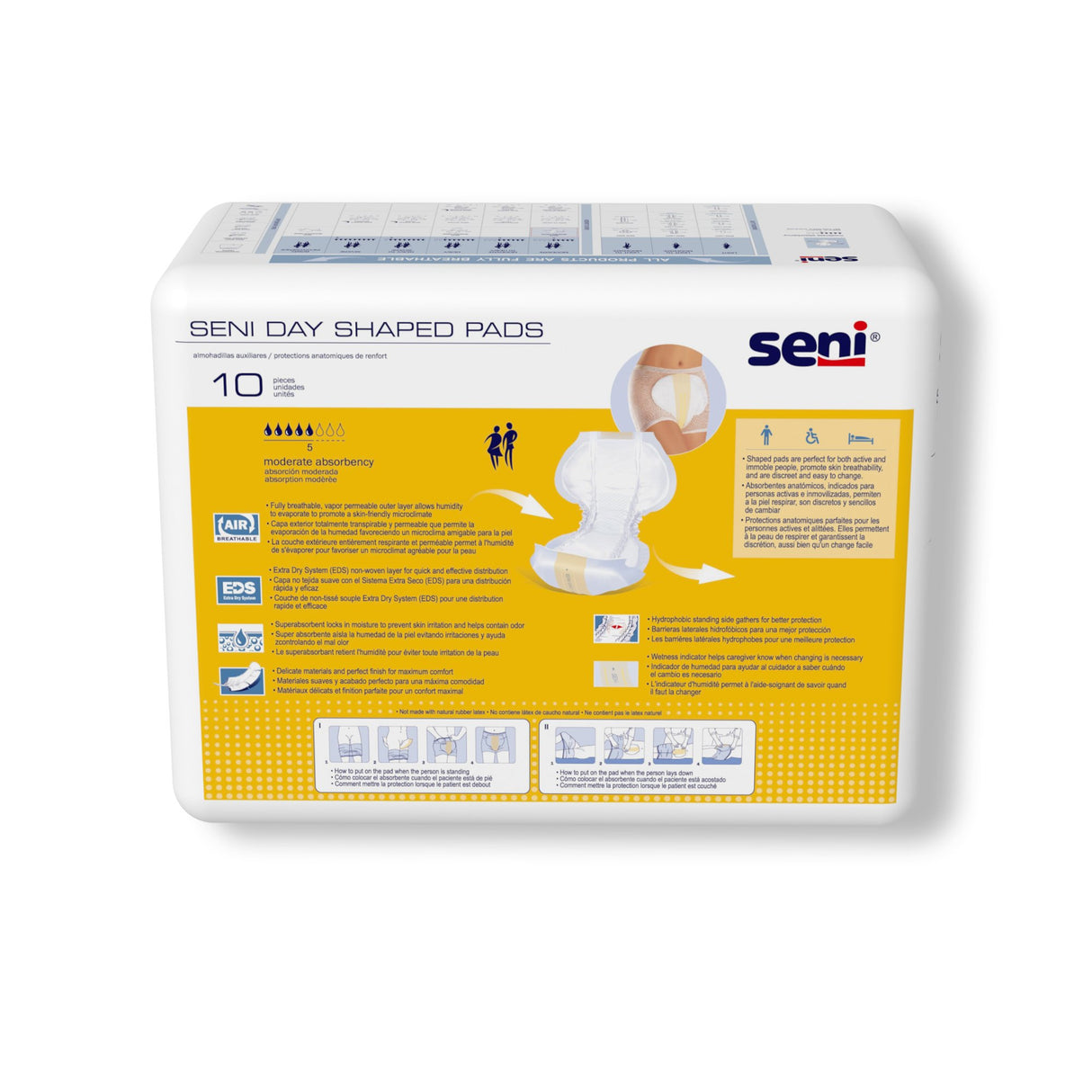 Incontinence Liner Seni® Shaped Day Pads 25 Inch Length Moderate Absorbency Super Absorbent Core One Size Fits Most - BeHope