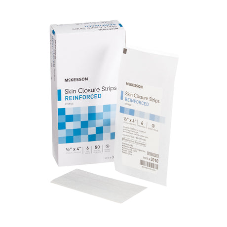 Skin Closure Strip McKesson 1/2 X 4 Inch Nonwoven Material Reinforced Strip White - BeHope