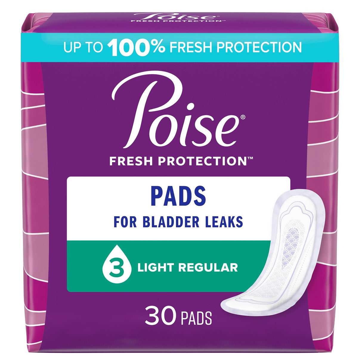 Bladder Control Pad Poise Fresh Protection 9.33 Inch Length Light Absorbency Polymer Core One Size Fits Most - BeHope