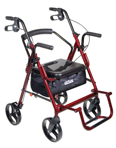 Duet Rollator/transport Chair Burgundy - BeHope