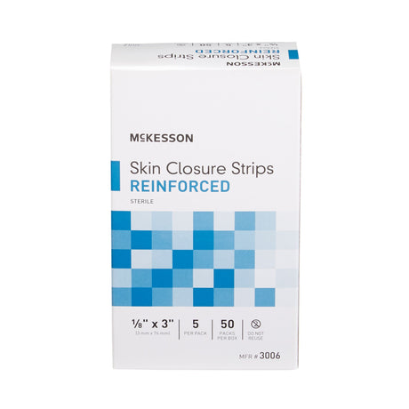Skin Closure Strip McKesson 1/8 X 3 Inch Nonwoven Material Reinforced Strip White - BeHope