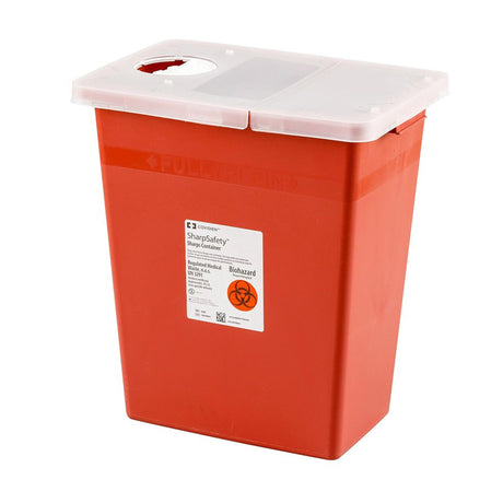 Sharps Container SharpSafety™ Red Base 26 H X 18-1/4 W X 12-3/4 D Inch Horizontal Entry 18 Gallon - BeHope