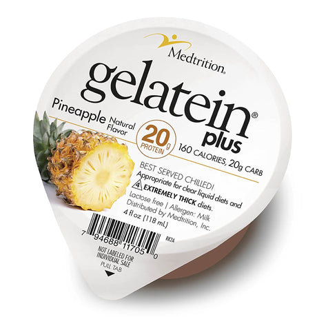 Oral Supplement Gelatein® Plus Pineapple Flavor Gel 4 oz. Cup - BeHope