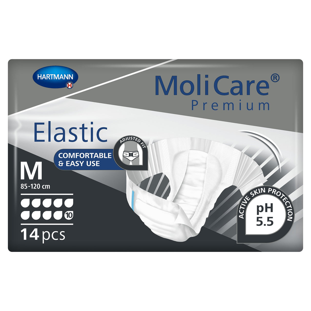 Unisex Adult Incontinence Brief MoliCare® Premium Elastic 10D Medium Disposable Heavy Absorbency - BeHope