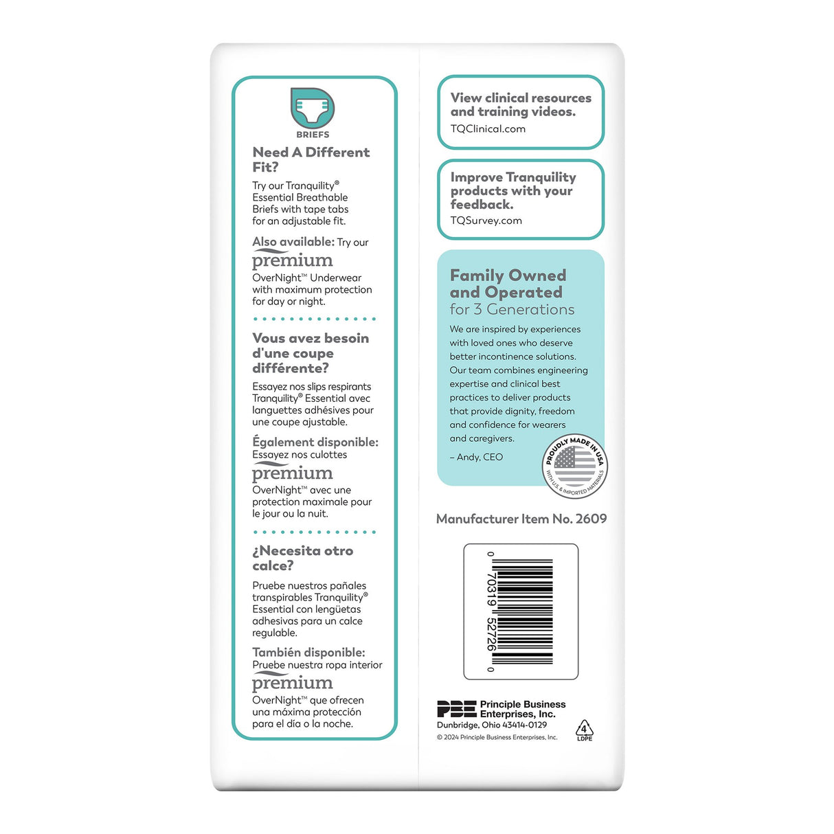 Unisex Adult Absorbent Underwear Tranquility® Essential Pull On with Tear Away Seams 3X-Large Disposable Heavy Absorbency - BeHope