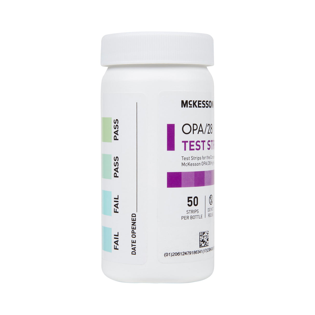 OPA Concentration Indicator McKesson OPA/28 Pad 50 Test Strips Bottle Single Use - BeHope