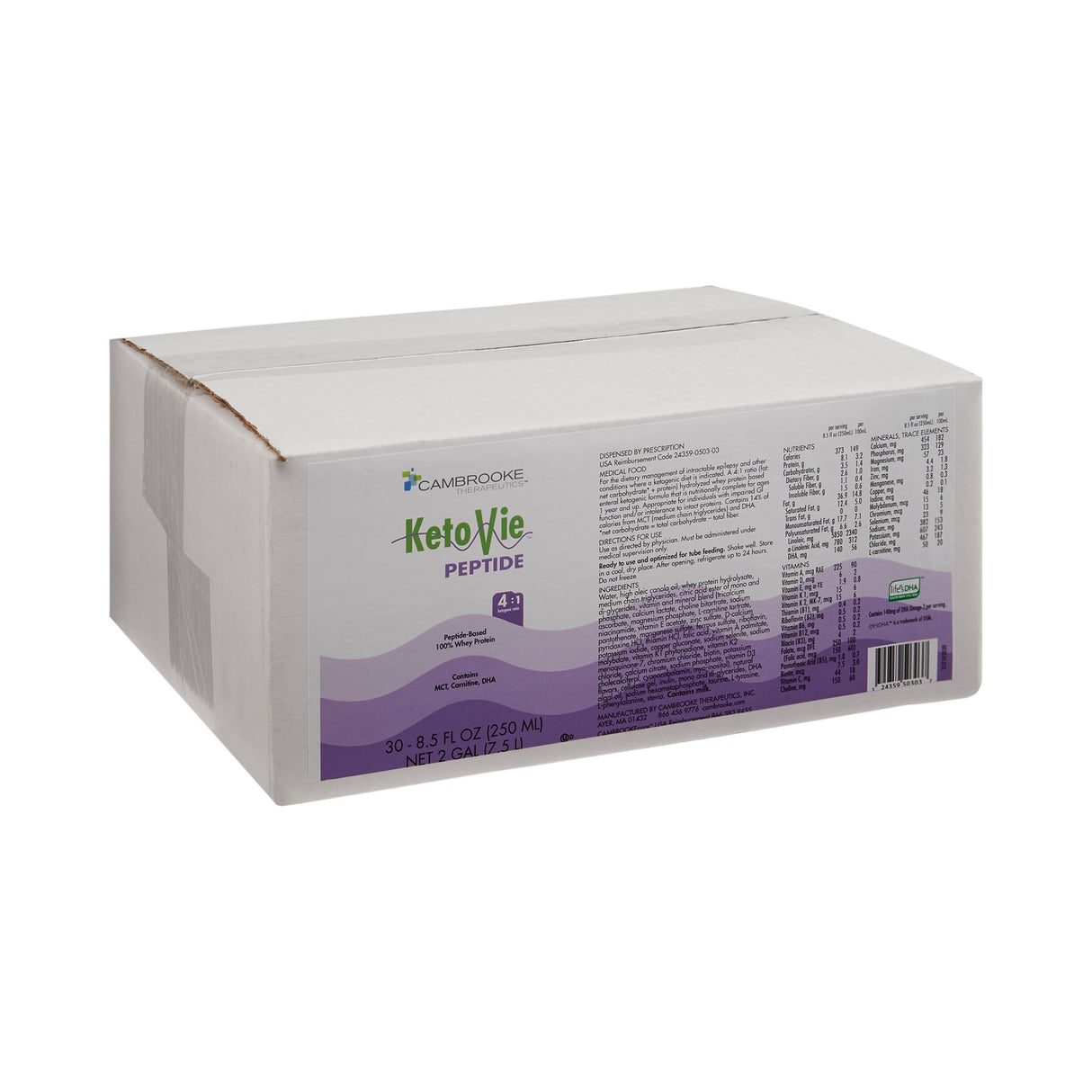 Oral Supplement KetoVie® Peptide 4:1 Unflavored Liquid 8.5 oz. Carton - BeHope