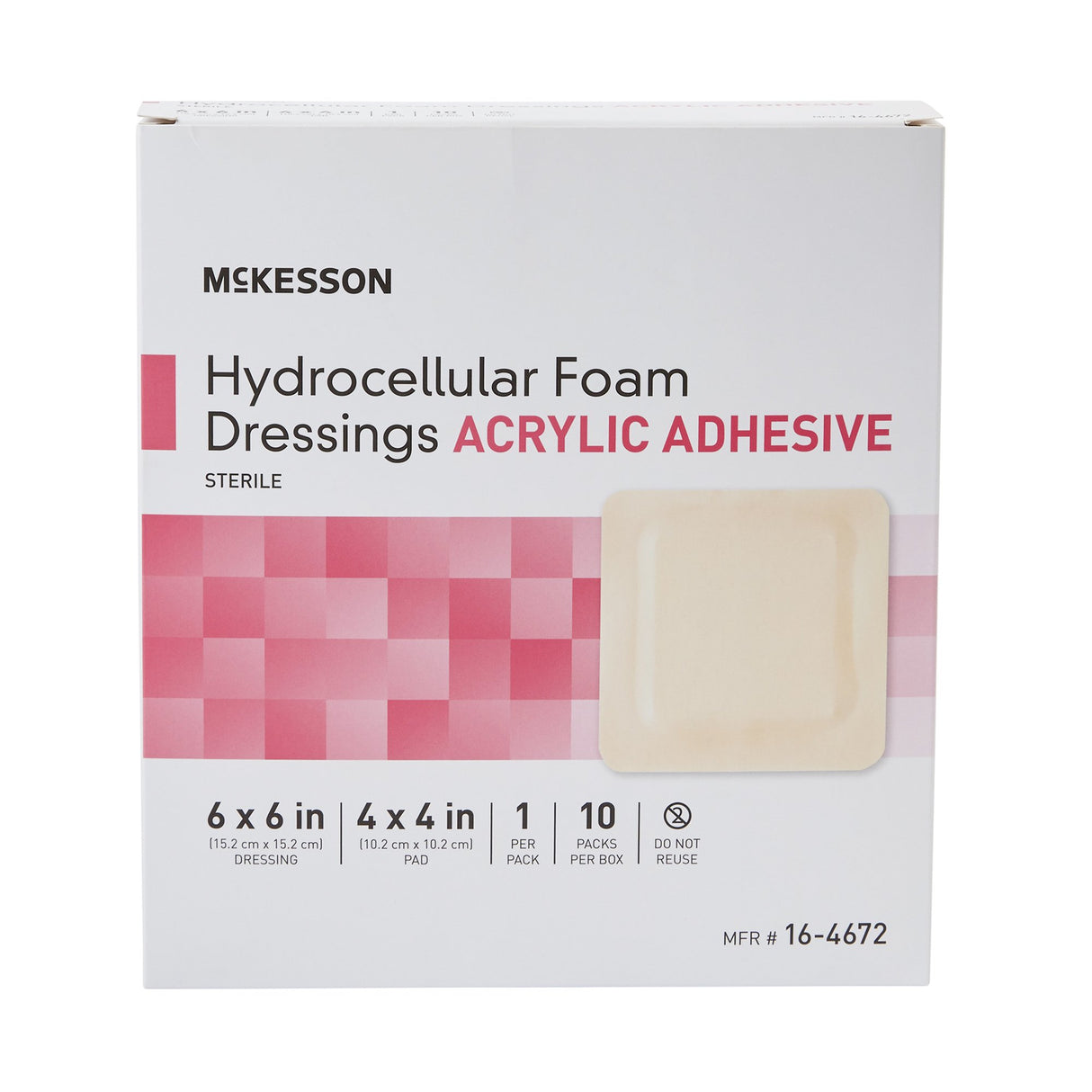 Foam Dressing McKesson 6 X 6 Inch With Border Film Backing Acrylic Adhesive Square Sterile - BeHope