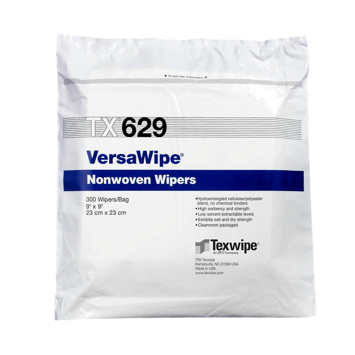 Cleanroom Wipe VersaWipe® 300 Count Bag 9 X 9 Inch NonSterile Disposable - BeHope