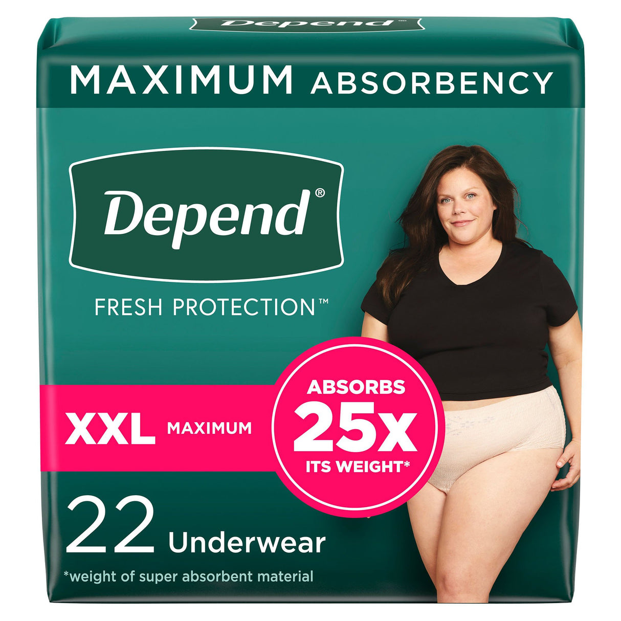 Female Adult Absorbent Underwear Depend® Fresh Protection Waistband Style 2X-Large Disposable Heavy Absorbency - BeHope