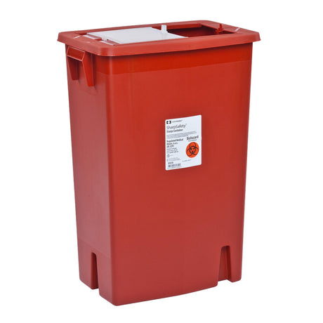 Sharps Container SharpSafety™ Red Base 26 H X 18-1/4 W X 12-3/4 D Inch Vertical Entry 18 Gallon - BeHope