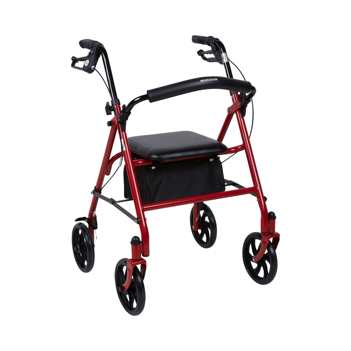 4 Wheel Rollator McKesson Red Adjustable Height / Folding Steel Frame - BeHope