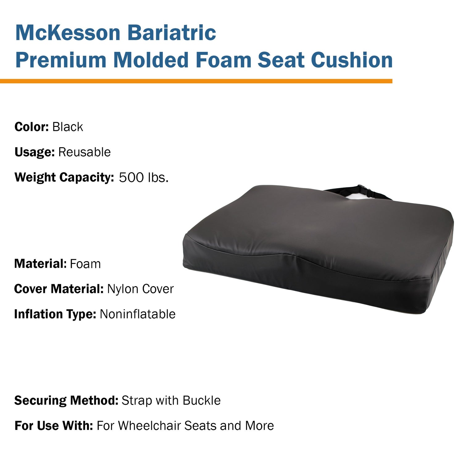 Contoured Seat Cushion McKesson 22 W X 18 L X 3 D Inch Molded Foam - BeHope