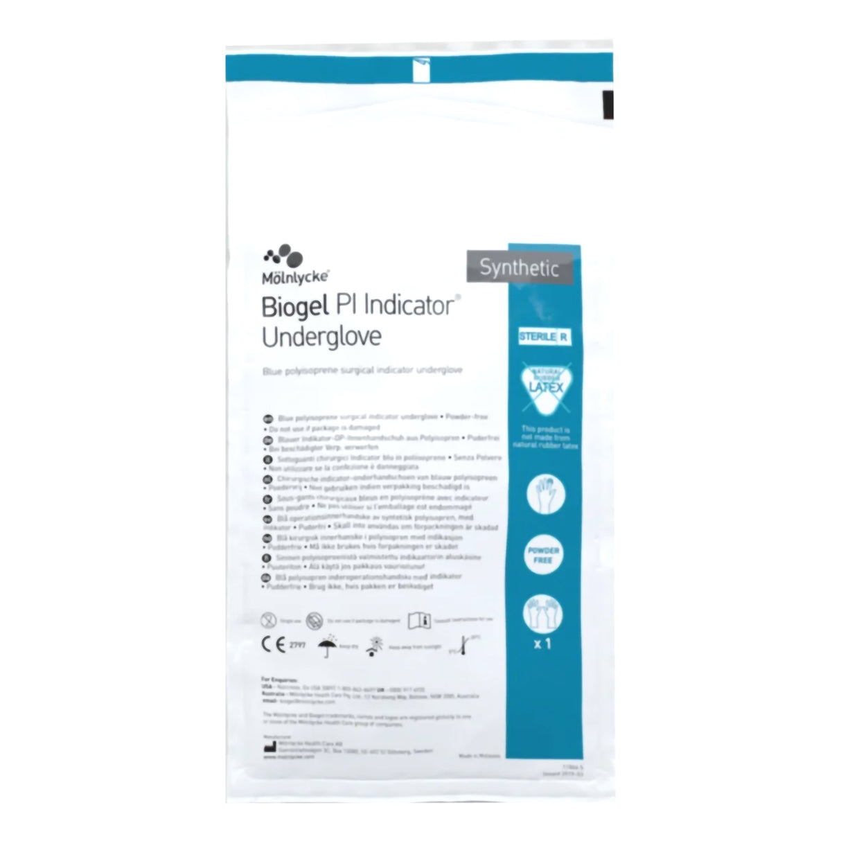 Surgical Underglove Biogel® PI Indicator® Underglove Size 6.5 Sterile Polyisoprene Standard Cuff Length Smooth Blue Chemo Tested - BeHope