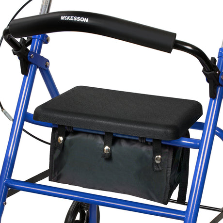 4 Wheel Rollator McKesson Blue Adjustable Height / Folding Steel Frame - BeHope