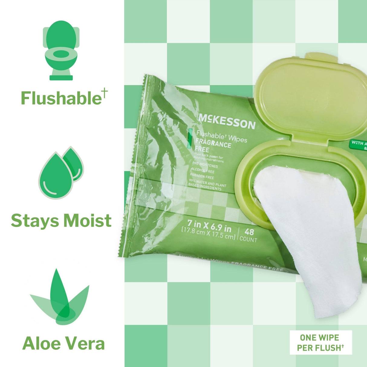 Flushable Personal Wipe McKesson Soft Pack Unscented 48 Count - BeHope