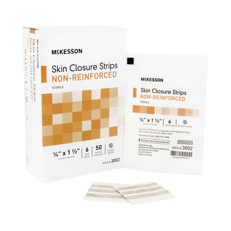 Skin Closure Strip McKesson 1/4 X 1-1/2 Inch Nonwoven Material Flexible Strip Tan - BeHope