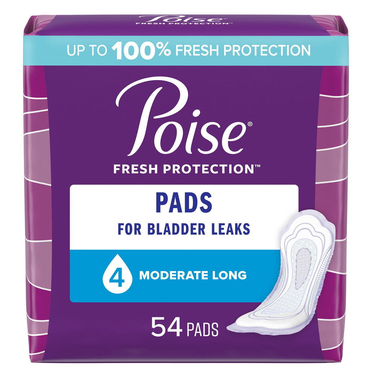 Bladder Control Pad Poise® Fresh Protection™ 12.20 Inch Length Moderate Absorbency Sodium Polyacrylate Core One Size Fits Most - BeHope